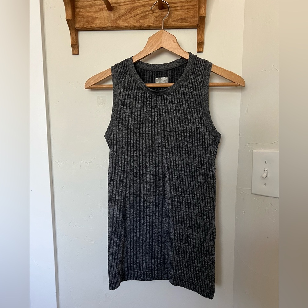 Athleta Gray Ribbed Tank Top